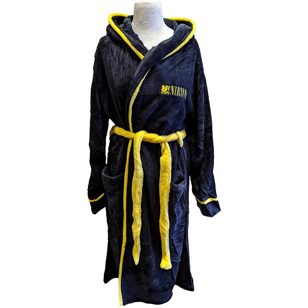 Nirvana Unisex Bathrobe: Yellow Happy Face (Small - Medium) Bathrobe