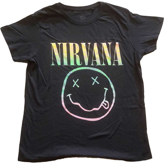 Nirvana Ladies T-Shirt: Sorbet Ray Happy Face T-Shirt