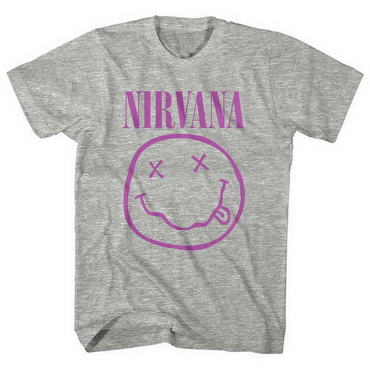 Nirvana Unisex T-Shirt: Purple Happy Face T-Shirt