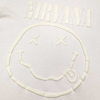 Nirvana Unisex Hi-Build T-Shirt: White Happy Face (White-On-White) Hi-Build T-Shirt