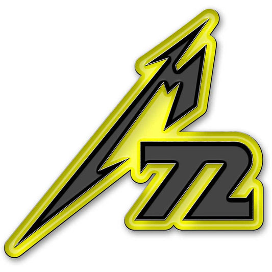 Een foto van een Pin Badge van Metallica.