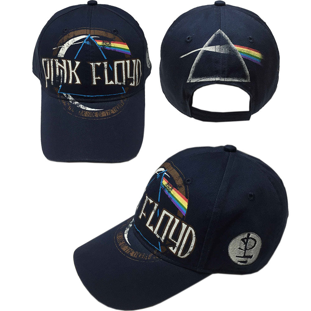 Pink Floyd Unisex Baseball Cap: Dark Side of the Moon Album Distressed (Navy Blue) Baseballpet