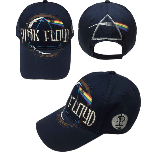 Pink Floyd Unisex Baseball Cap: Dark Side of the Moon Album Distressed (Navy Blue) Baseballpet