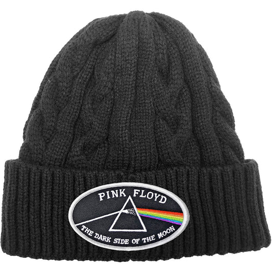 Pink Floyd Unisex Beanie Hat: The Dark Side of the Moon White Border (Cable Knit) Muts