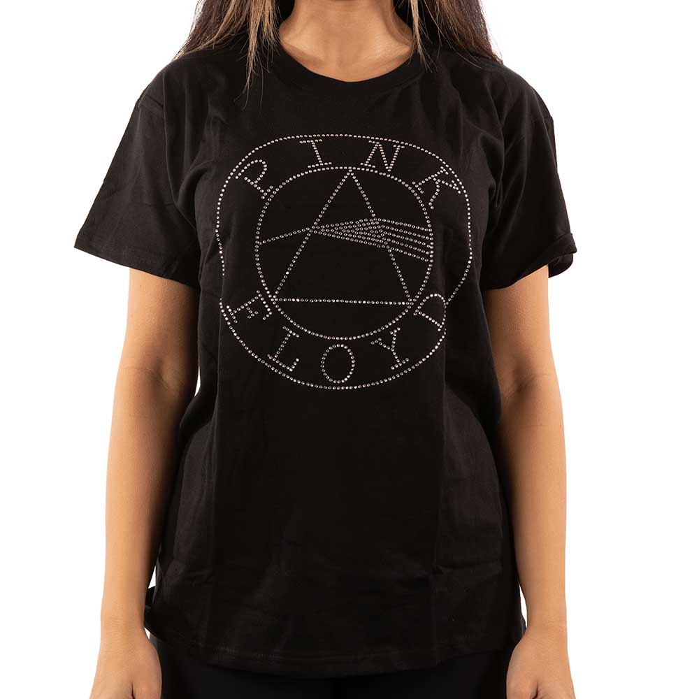 Pink Floyd Unisex Embellished T-Shirt: Circle Logo (Diamante) Embellished T-Shirt