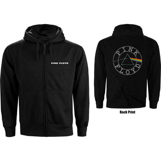 Pink Floyd Unisex Zipped Hoodie: Circle Logo (Back Print) Ritshoodie