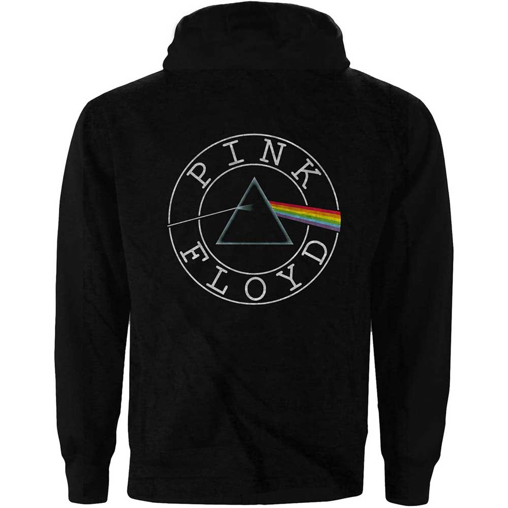 Pink Floyd Unisex Zipped Hoodie: Circle Logo (Back Print) Ritshoodie