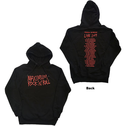 Primal Scream Unisex Pullover Hoodie: Maximum RnR (Back Print) (Ex-Tour) Trui met capuchon