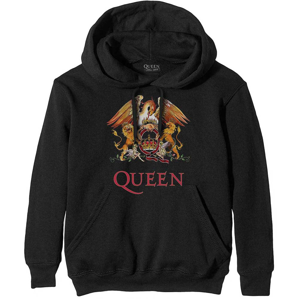 Queen Unisex Pullover Hoodie: Classic Crest Trui met capuchon