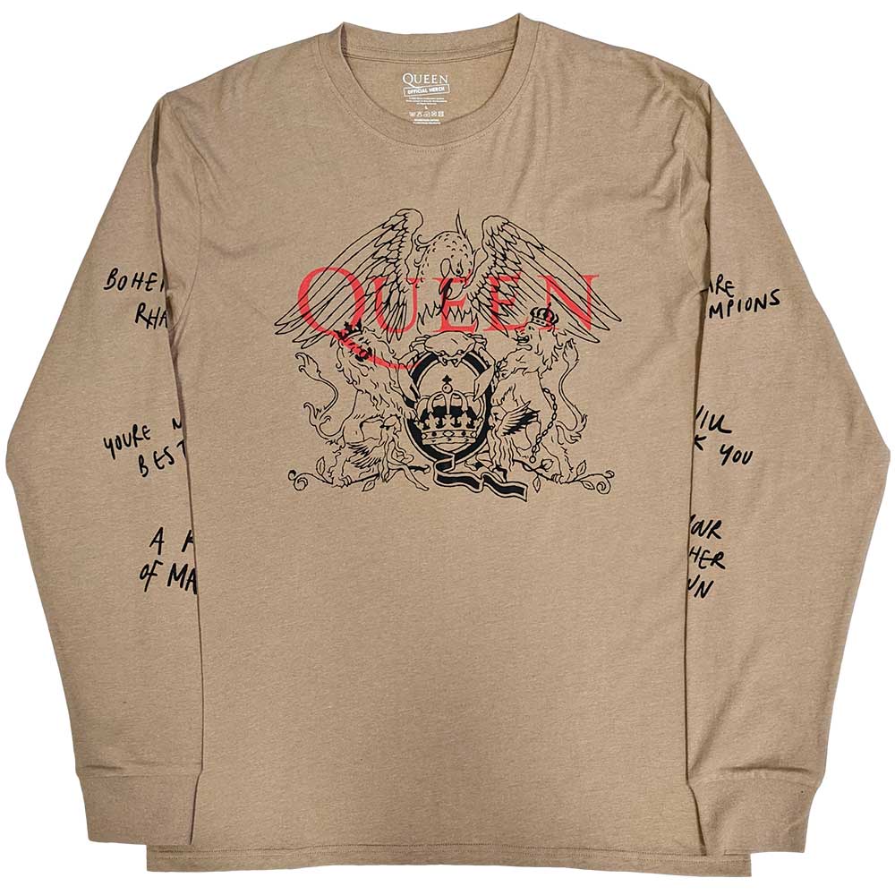 Queen Unisex Long Sleeve T-Shirt: Handwritten (Sleeve Print) Long Sleeve T-Shirt