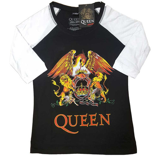 Queen Ladies Raglan T-Shirt: Classic Crest Raglan T-Shirt