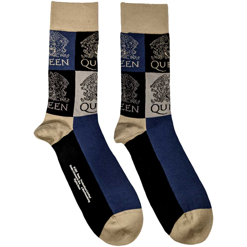 Queen Unisex Ankle Socks: Crest Blocks (UK Size 7 - 11) Enkelsokken