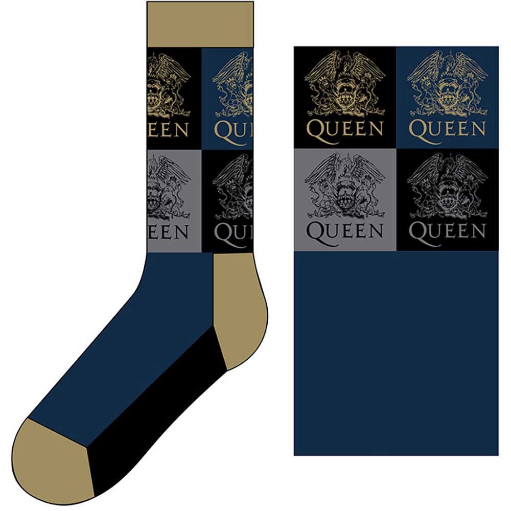 Queen Unisex Ankle Socks: Crest Blocks (UK Size 7 - 11) Enkelsokken