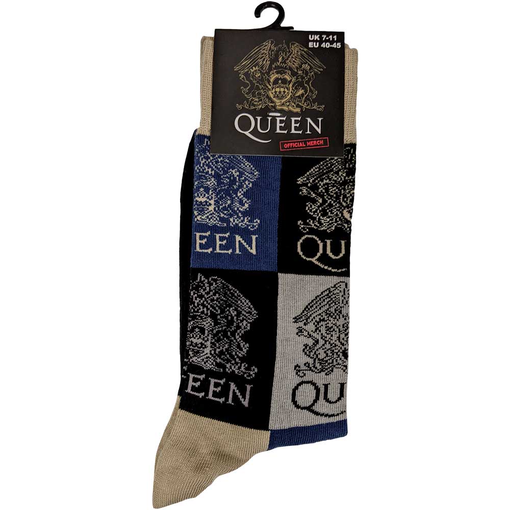 Queen Unisex Ankle Socks: Crest Blocks (UK Size 7 - 11) Enkelsokken