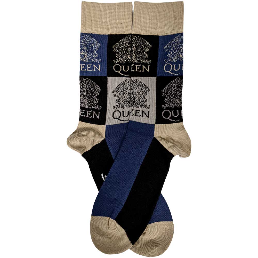 Queen Unisex Ankle Socks: Crest Blocks (UK Size 7 - 11) Enkelsokken