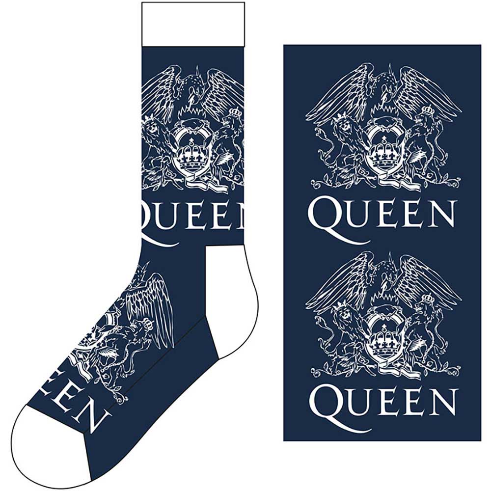 Queen Unisex Ankle Socks: White Crests (UK Size 7 - 11) Enkelsokken