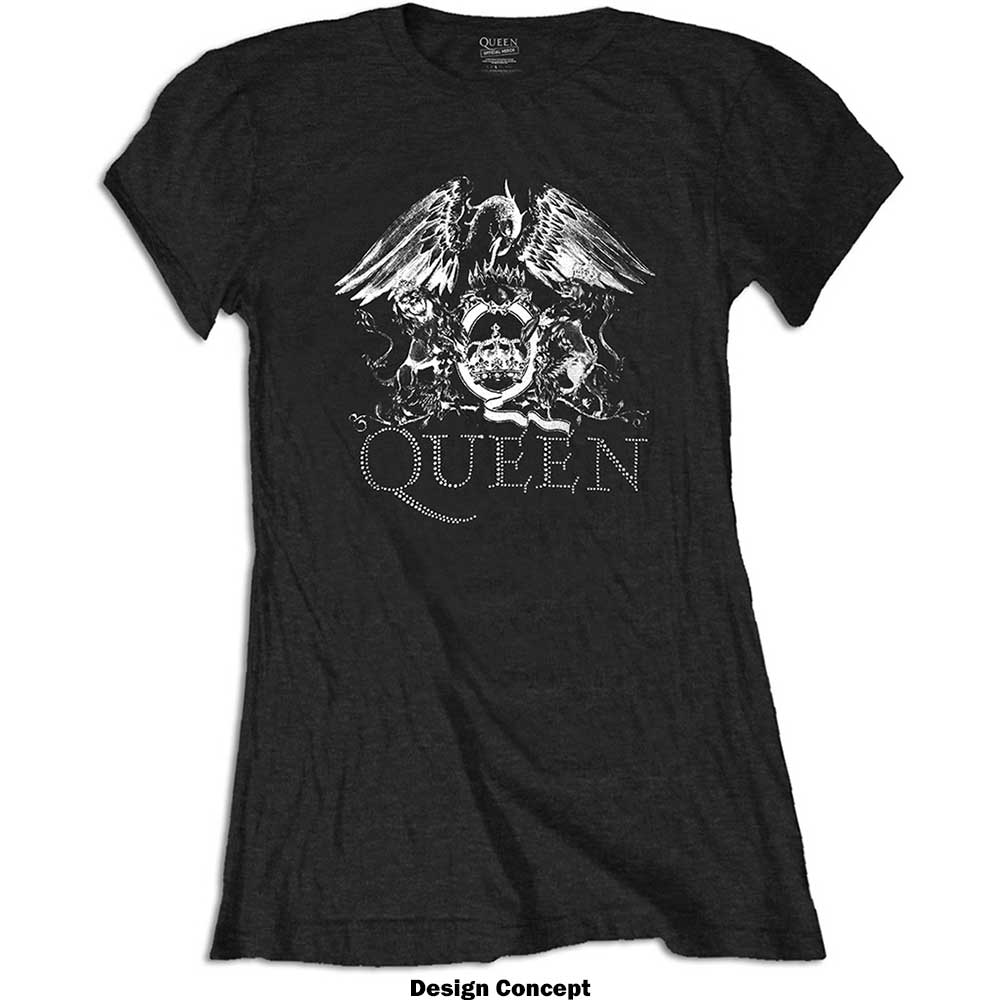 Queen Ladies Embellished T-Shirt: Logo (Diamante) Embellished T-Shirt