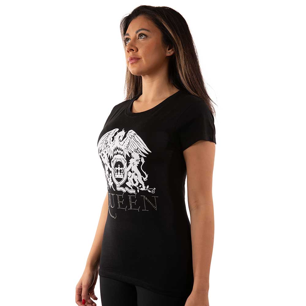 Queen Ladies Embellished T-Shirt: Logo (Diamante) Embellished T-Shirt