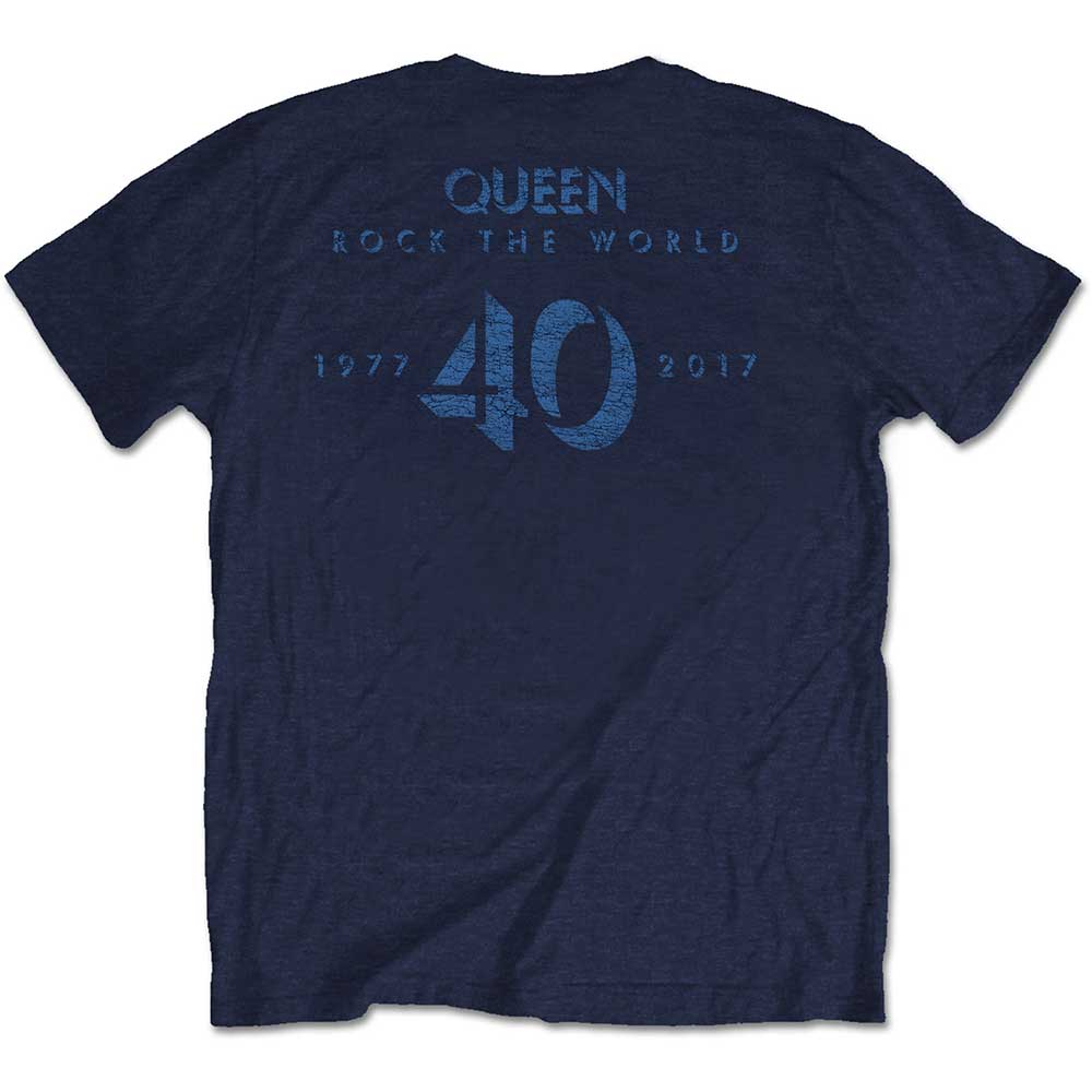 Queen Unisex T-Shirt: News of the World 40th Vintage Logo (Back Print) T-Shirt