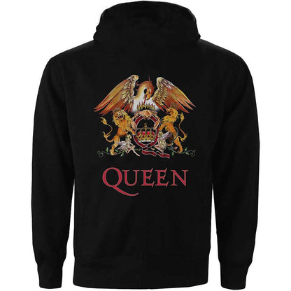 Queen Unisex Zipped Hoodie: Classic Crest (Back Print) Ritshoodie