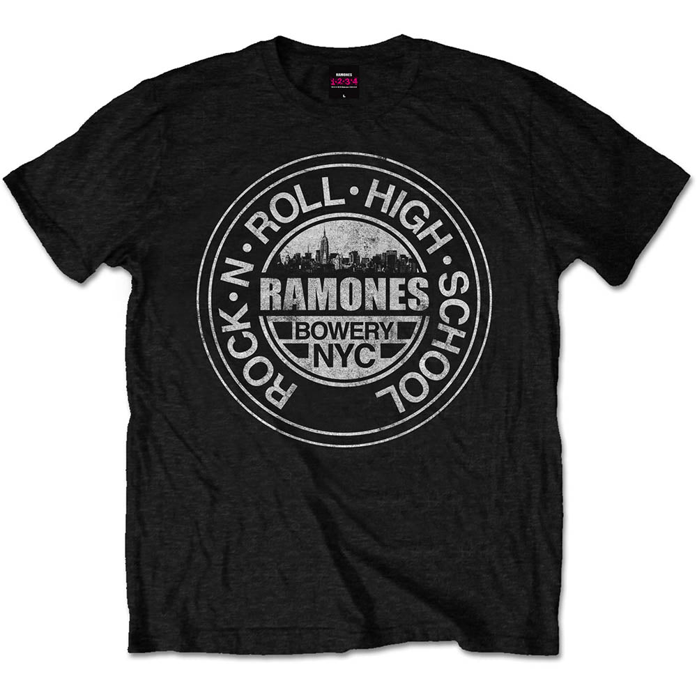 Ramones Unisex T-Shirt: Rock 'n Roll High School, Bowery, NYC T-Shirt