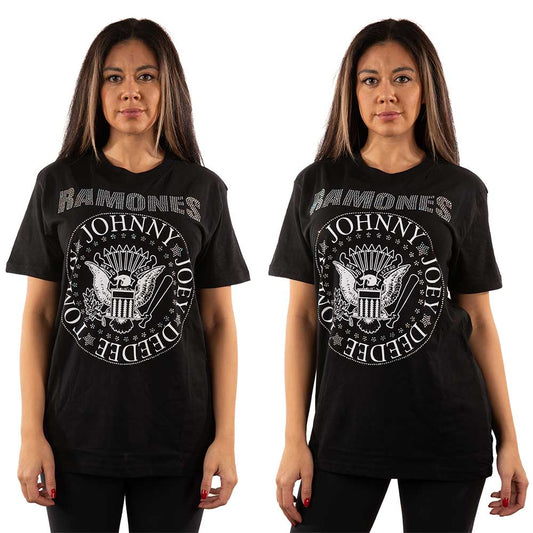 Ramones Unisex Embellished T-Shirt: Presidential Seal (Diamante) Embellished T-Shirt