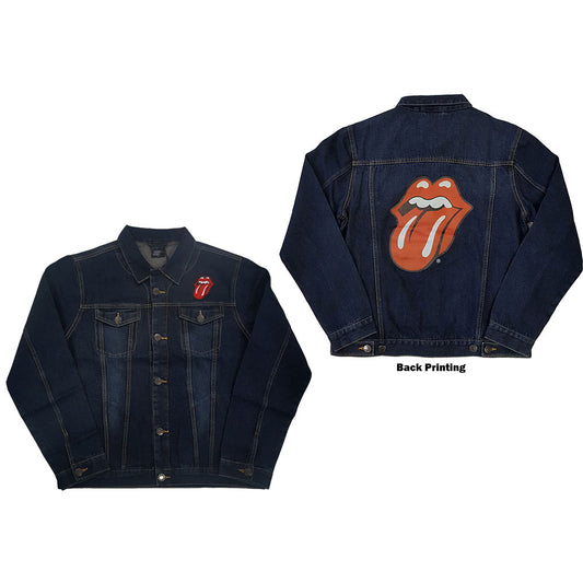 The Rolling Stones Unisex Denim Jacket: Classic Tongue (Back Print) Spijkerjas