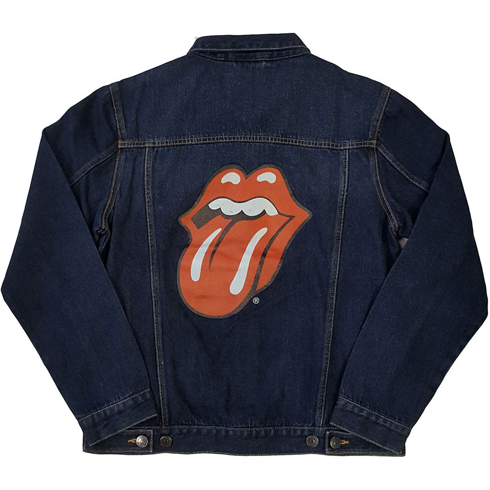 The Rolling Stones Unisex Denim Jacket: Classic Tongue (Back Print) Spijkerjas