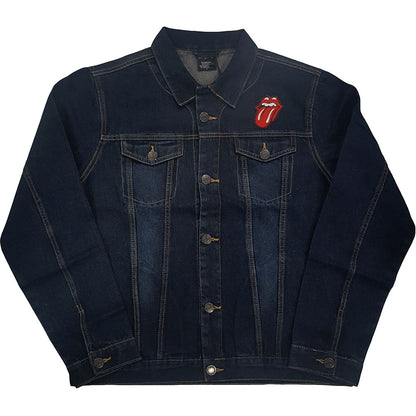 The Rolling Stones Unisex Denim Jacket: Classic Tongue (Back Print) Spijkerjas