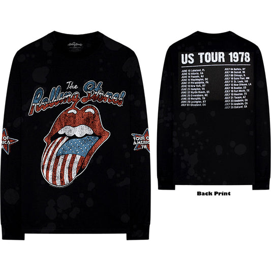 The Rolling Stones Unisex Long Sleeve T-Shirt: US Tour '78 (Back & Sleeve Print) Long Sleeve T-Shirt