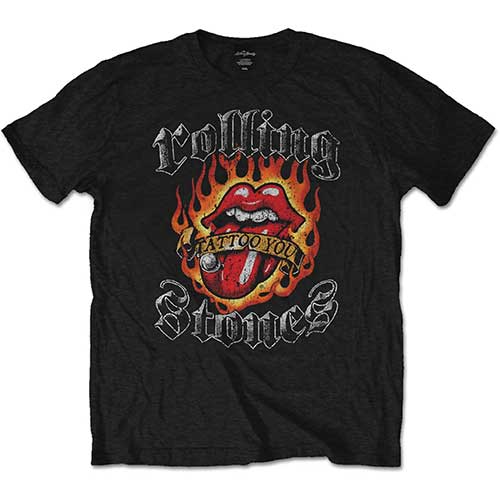 The Rolling Stones Unisex T-Shirt: Flaming Tattoo Tongue T-Shirt