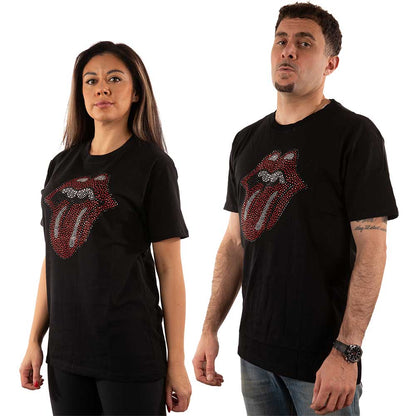 The Rolling Stones Unisex Embellished T-Shirt: Classic Tongue (Diamante) Embellished T-Shirt