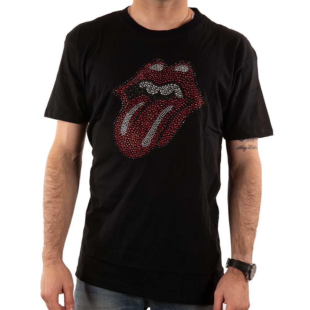 The Rolling Stones Unisex Embellished T-Shirt: Classic Tongue (Diamante) Embellished T-Shirt