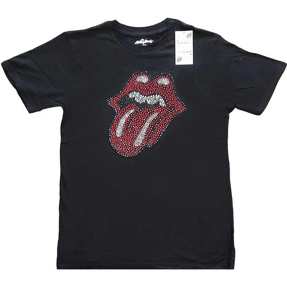 The Rolling Stones Unisex Embellished T-Shirt: Classic Tongue (Diamante) Embellished T-Shirt