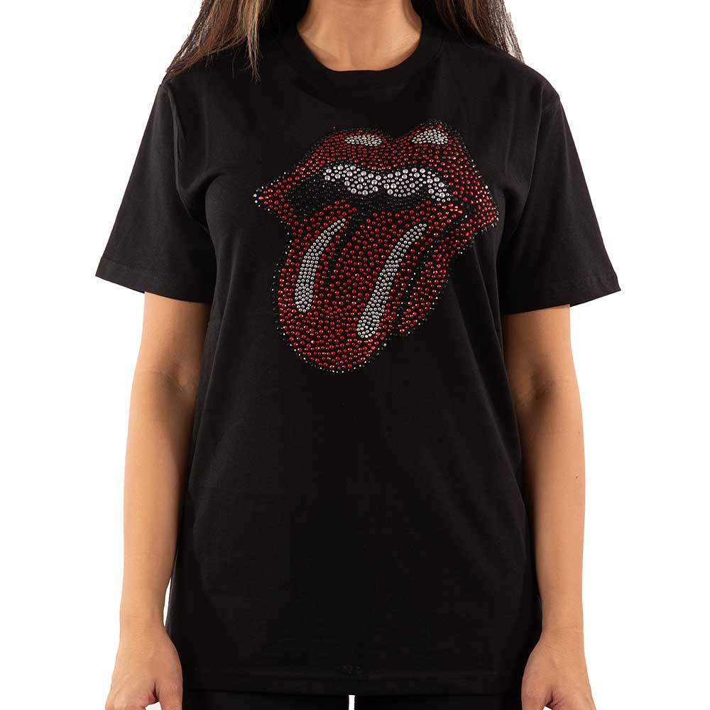 The Rolling Stones Unisex Embellished T-Shirt: Classic Tongue (Diamante) Embellished T-Shirt