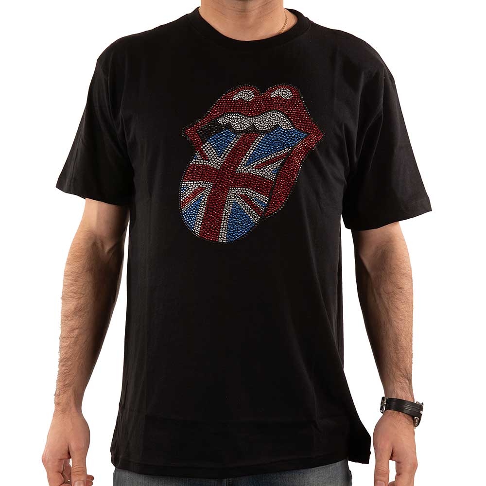 The Rolling Stones Unisex Embellished T-Shirt: Classic UK (Diamante) Embellished T-Shirt