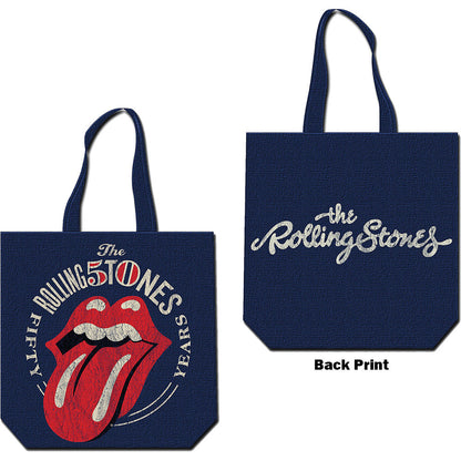The Rolling Stones Cotton Tote Bag: 50th Anniversary (Back Print) Katoenen draagtas