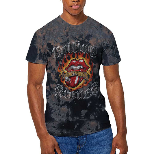 The Rolling Stones Unisex T-Shirt: Tattoo Flames (Wash Collection) T-Shirt