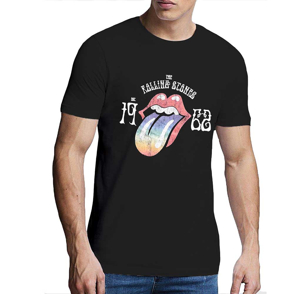 The Rolling Stones Unisex Hi-Build T-Shirt: Sixty Rainbow Tongue '62 Hi-Build T-Shirt