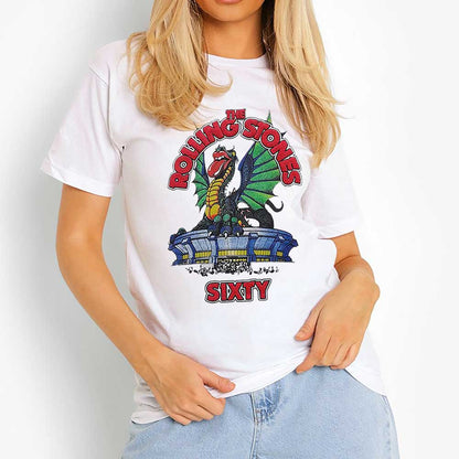 The Rolling Stones Ladies Hi-Build T-Shirt: Sixty Stadium Dragon Hi-Build T-Shirt