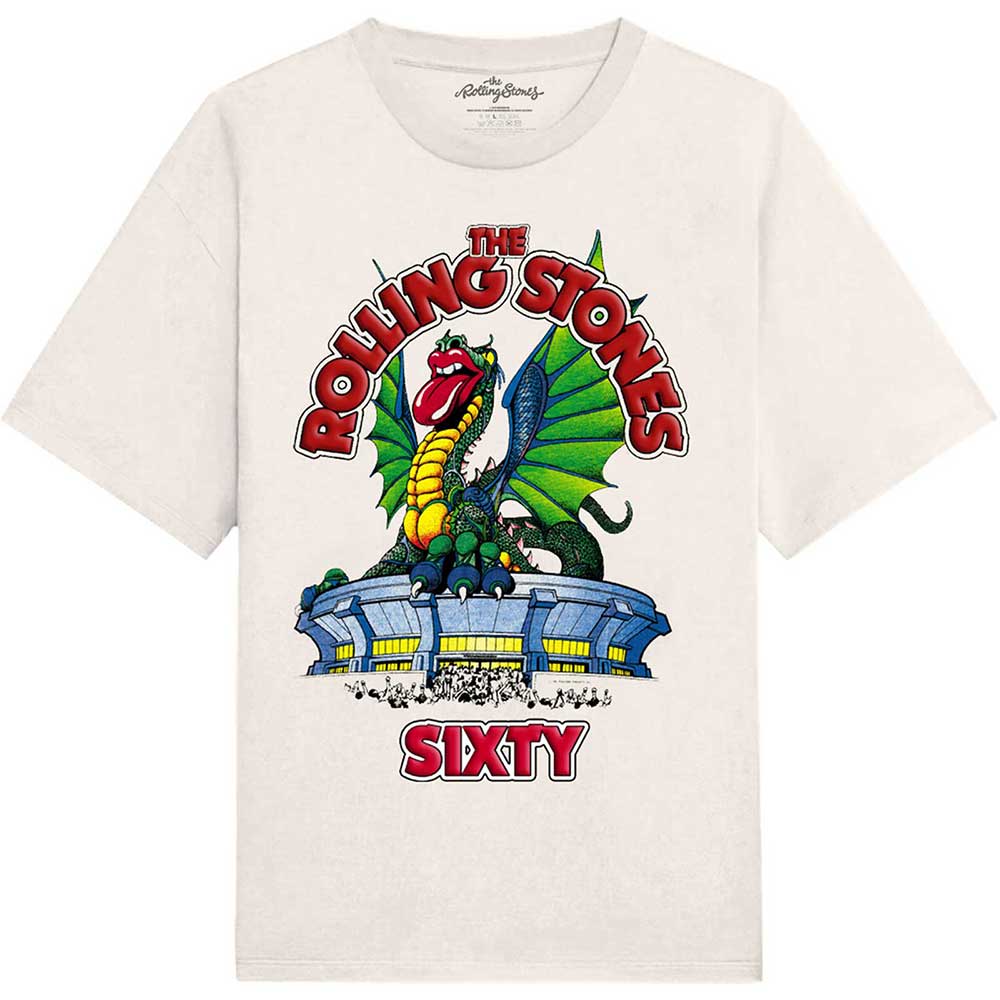 The Rolling Stones Unisex Hi-Build T-Shirt: Sixty Stadium Dragon Hi-Build T-Shirt