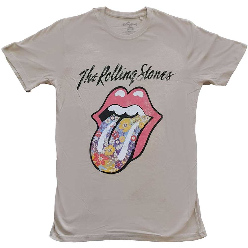 The Rolling Stones Unisex T-Shirt: Flowers Tongue T-Shirt