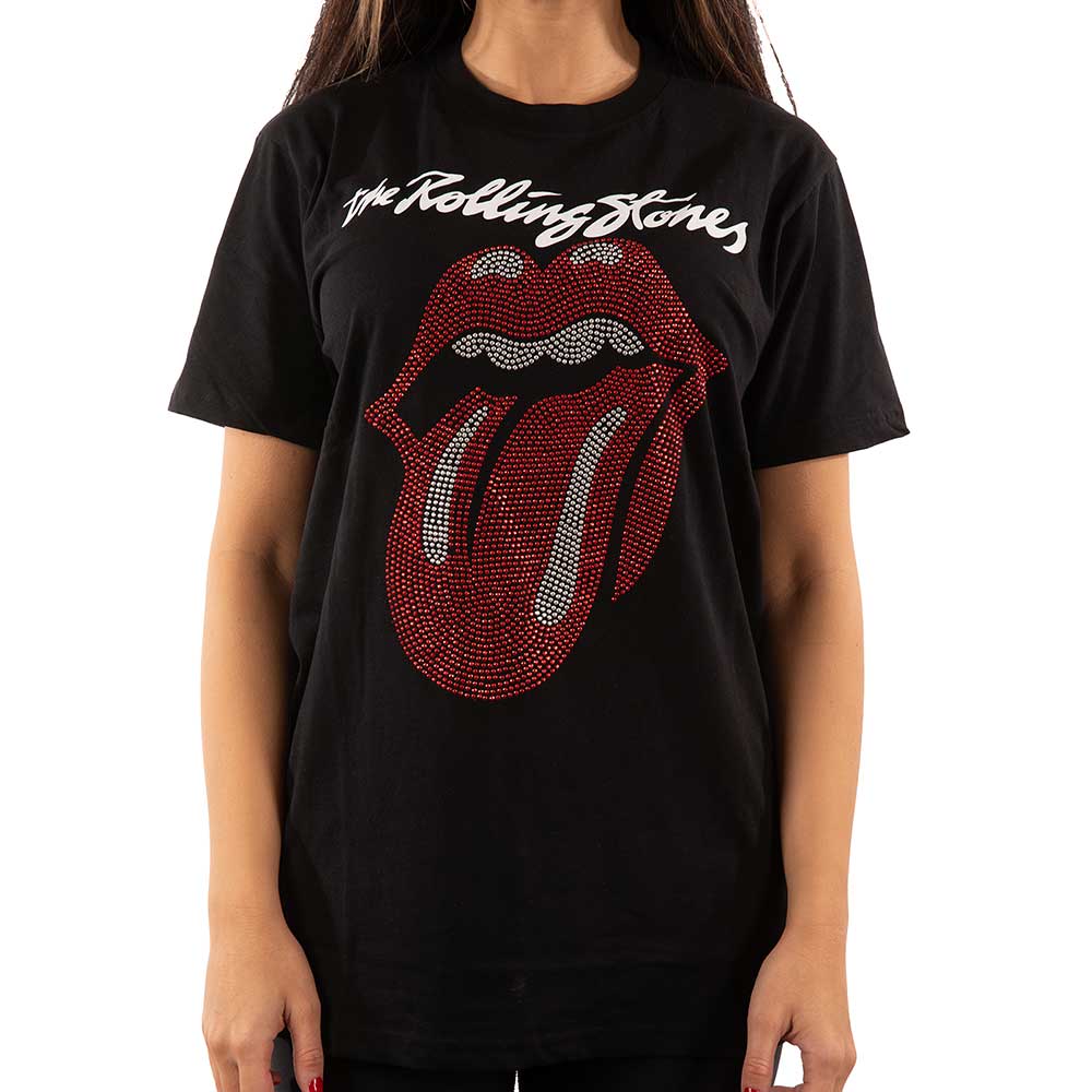 The Rolling Stones Unisex Embellished T-Shirt: Logo & Tongue (Diamante) Embellished T-Shirt