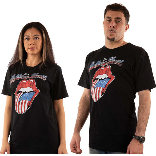 The Rolling Stones Unisex Embellished T-Shirt: USA Tongue (Diamante) Embellished T-Shirt