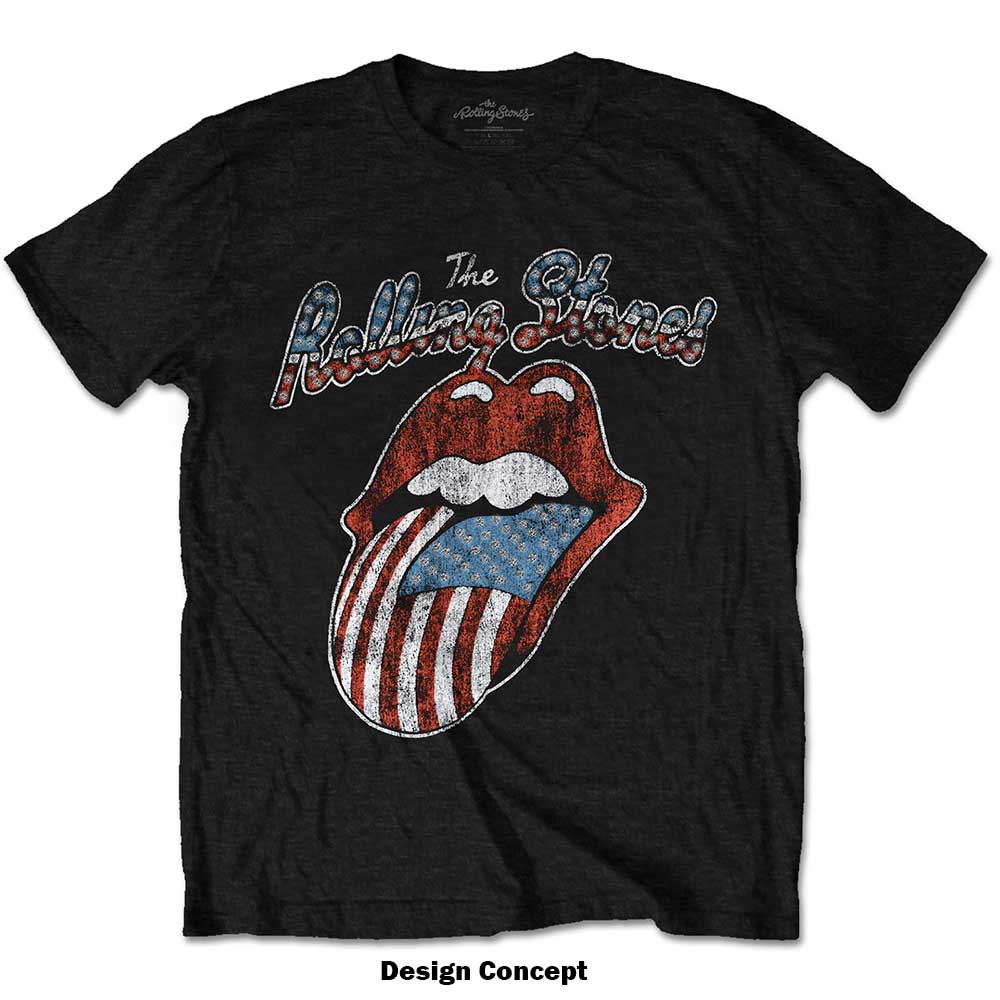 The Rolling Stones Unisex Embellished T-Shirt: USA Tongue (Diamante) Embellished T-Shirt