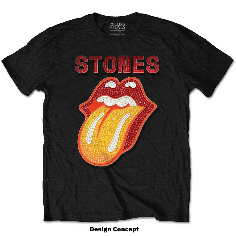 The Rolling Stones Unisex Embellished T-Shirt: Dia Tongue (Diamante) Embellished T-Shirt