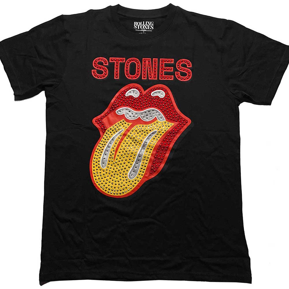 The Rolling Stones Unisex Embellished T-Shirt: Dia Tongue (Diamante) Embellished T-Shirt