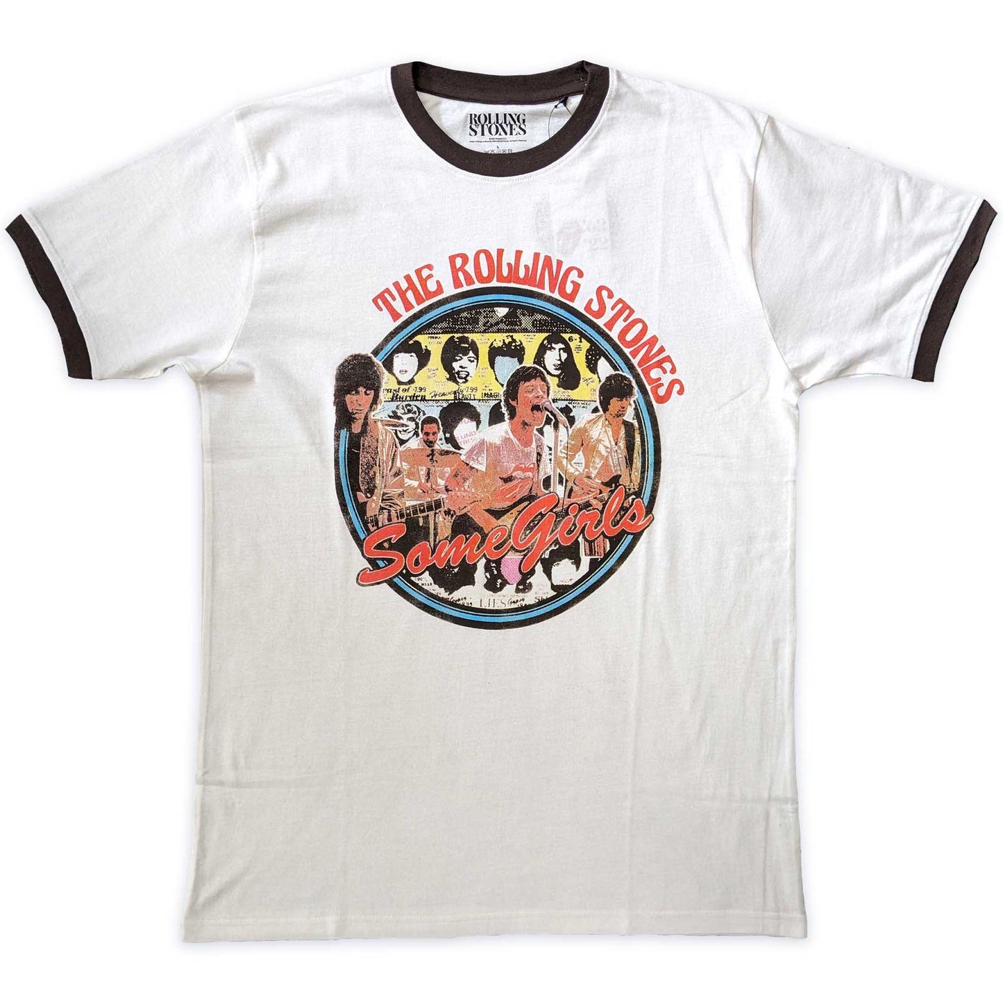 Een foto van een Ringer T-Shirt van The Rolling Stones.