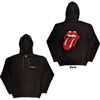 The Rolling Stones Unisex Zipped Hoodie: Logo & Tongue (Back Print) Ritshoodie