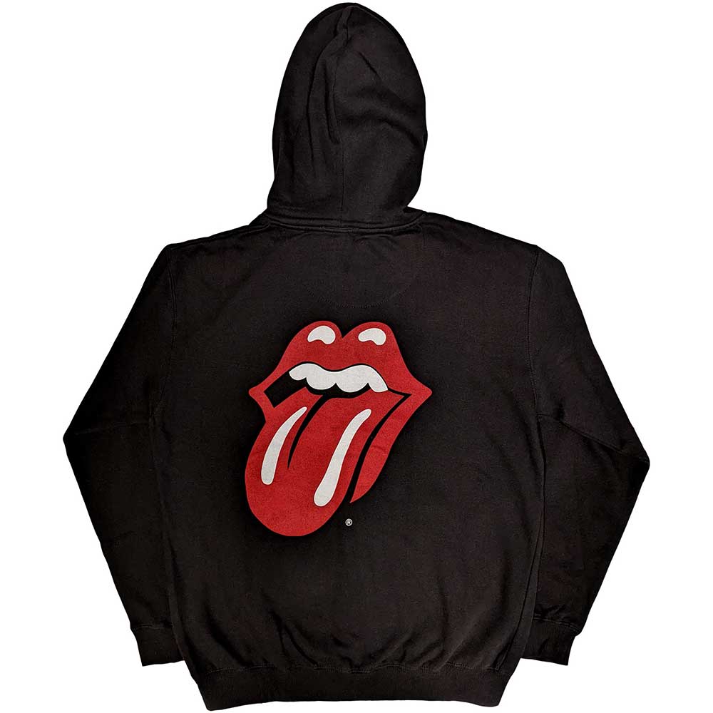 The Rolling Stones Unisex Zipped Hoodie: Logo & Tongue (Back Print) Ritshoodie